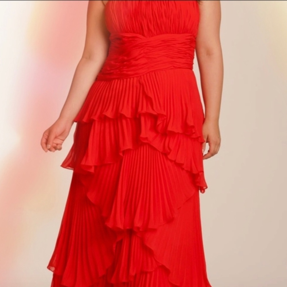 Dalia McPhee Strapless Pleat Tiered Gown